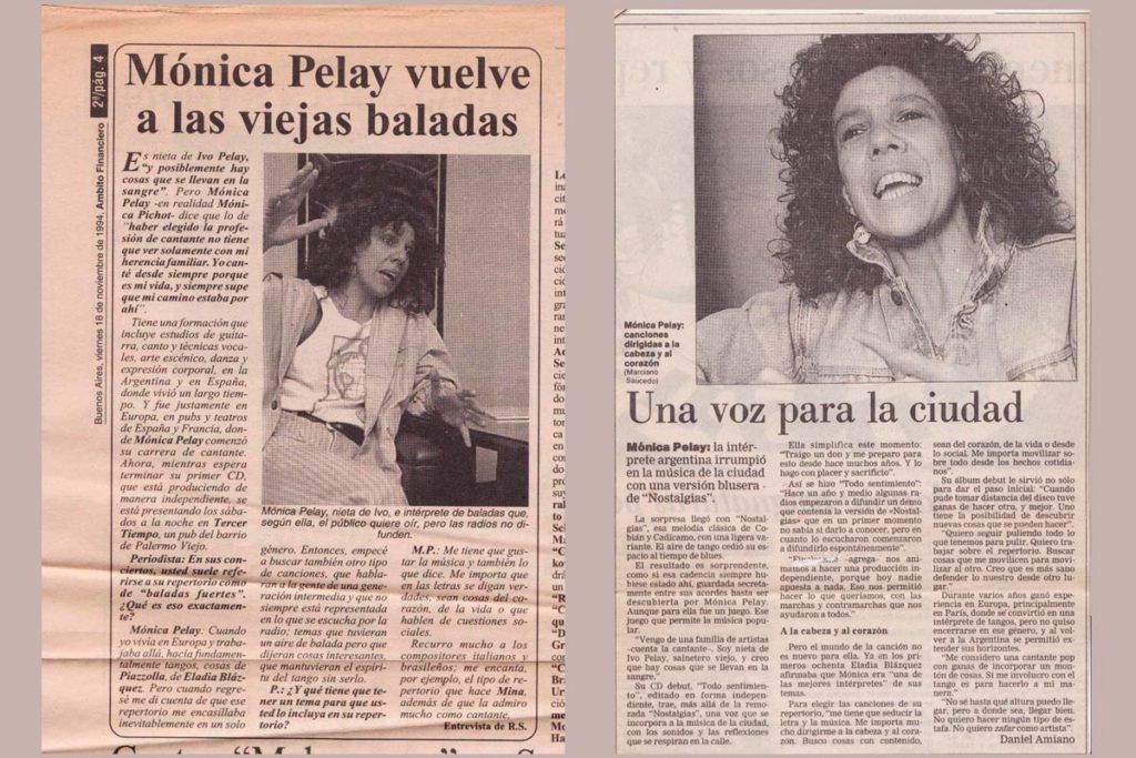 Prensa de Monica Pelay, cantante argentina con base en Barcelona