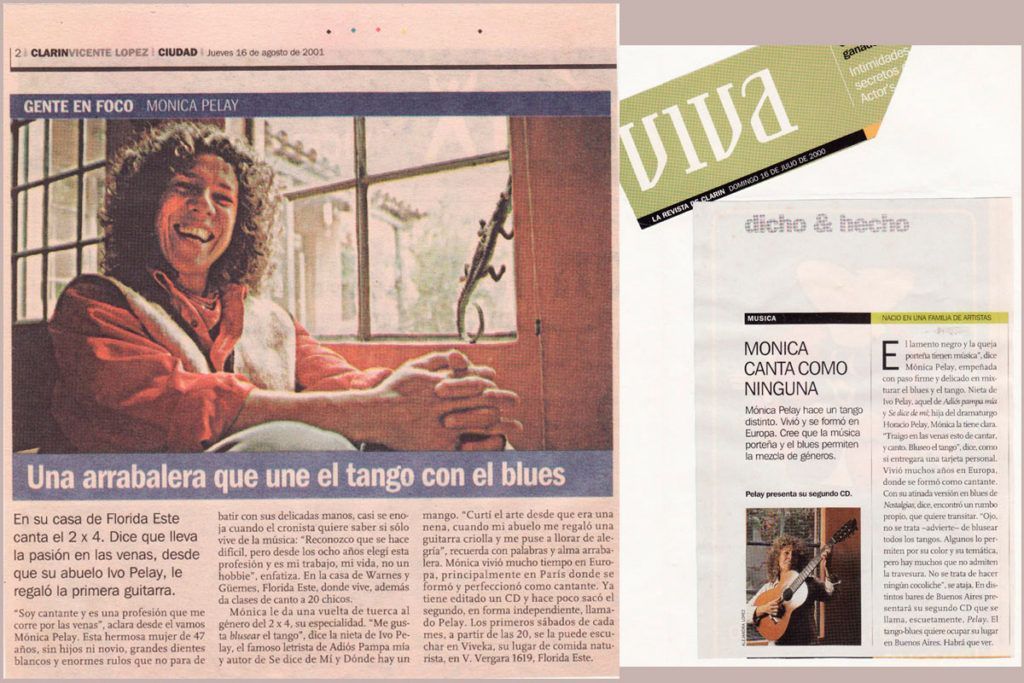 Prensa de Monica Pelay, cantante argentina con base en Barcelona