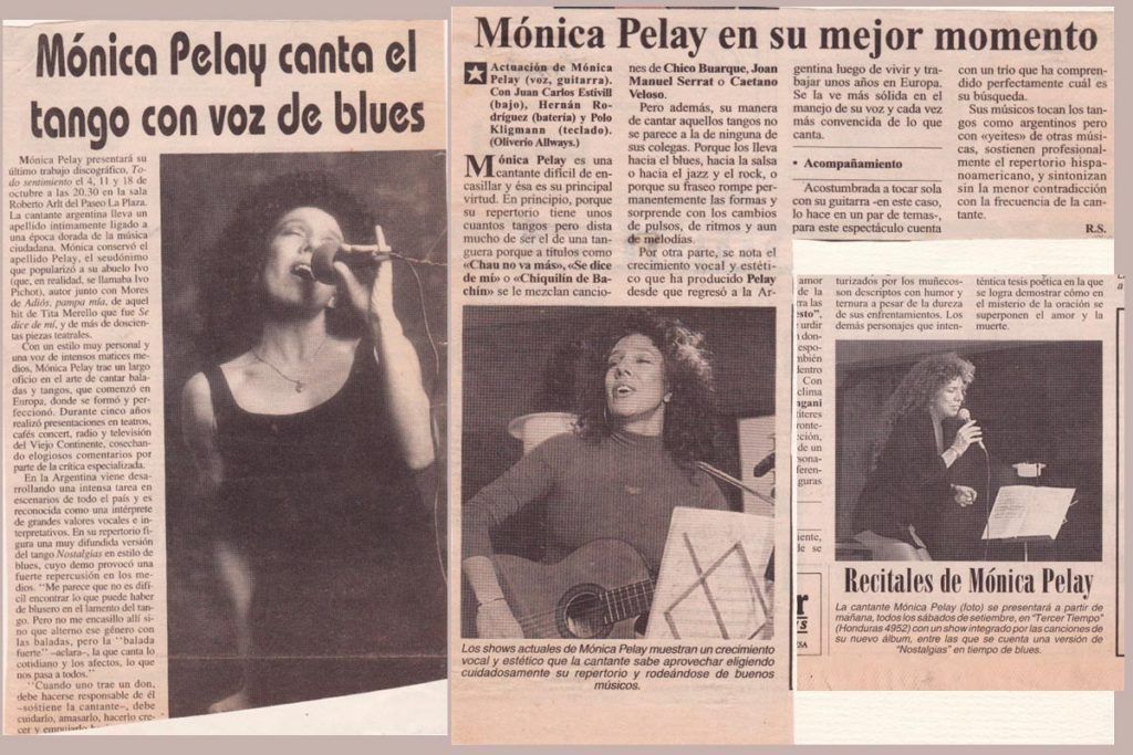 Prensa de Monica Pelay, cantante argentina con base en Barcelona