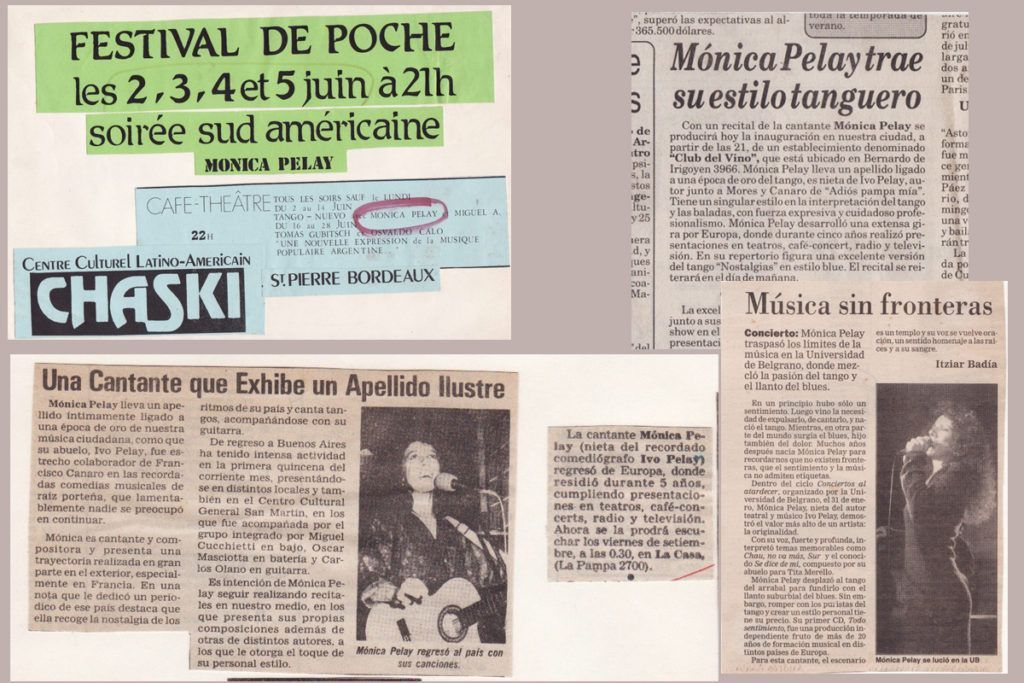 Prensa de Monica Pelay, cantante argentina con base en Barcelona